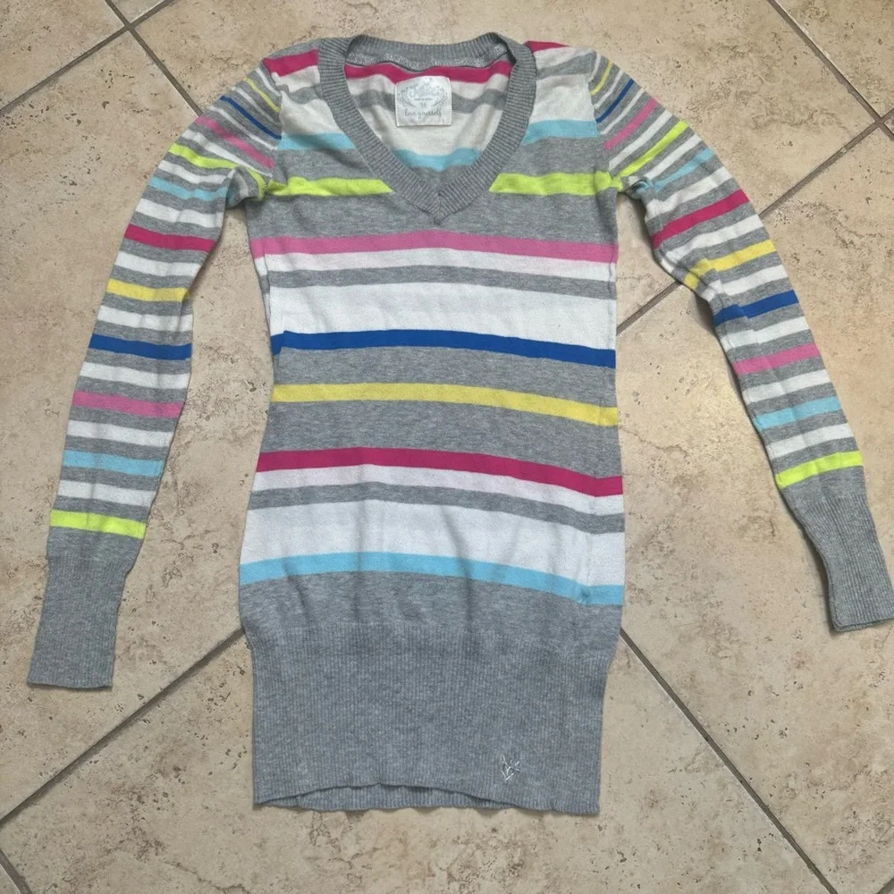 Justice Multicolor Striped V-Neck Sweater